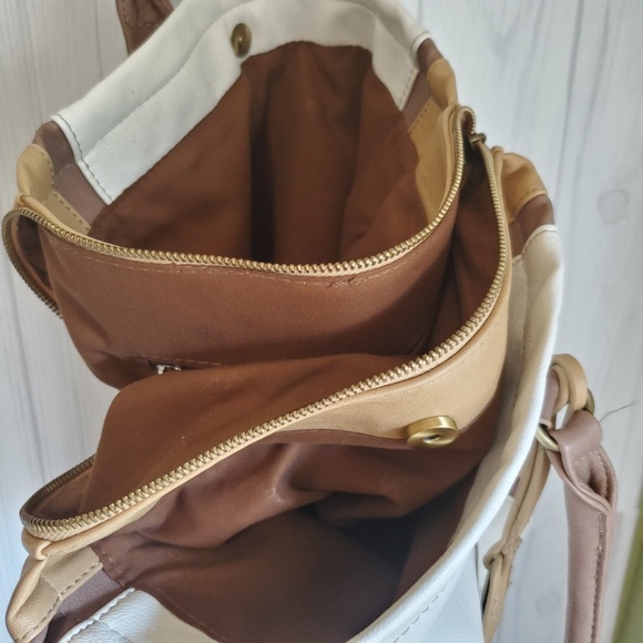 David Jones leather 3 compartment tricolor tote - Picture 6 of 8